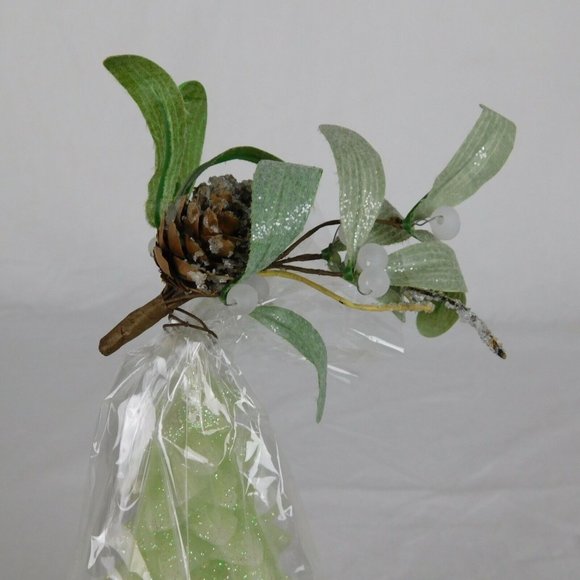 Christmas Tree Candle Light Green Glitter Wax New 8.5" Tall Holiday Design - Picture 5 of 7